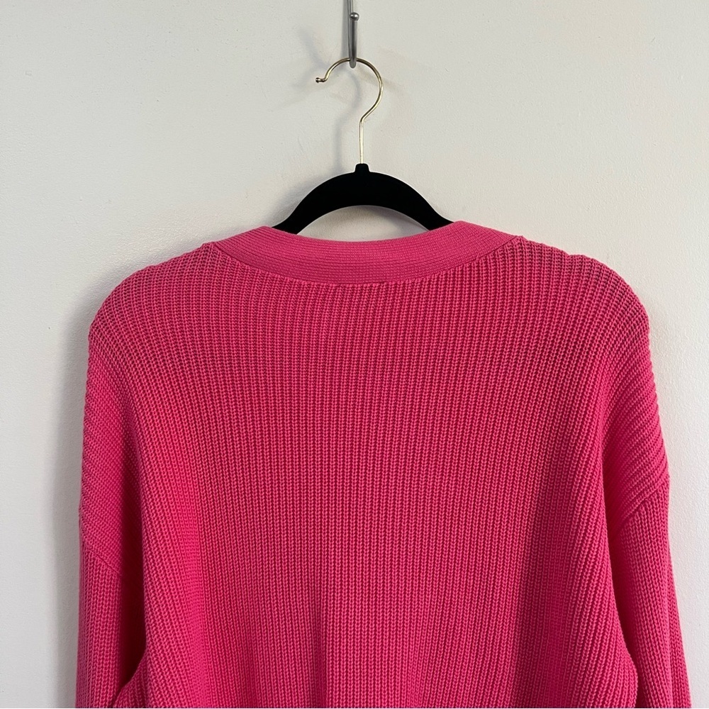 Talbots Pink Pima Shaker Stitch Bishop Sleeve Cardigan - Picture 7 of 10